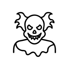 Scary Clown Silhouette In Shadows Icon Line Art