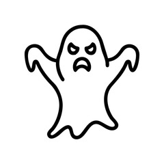 Scary Sheet Ghost Waving Arms Icon Line Art