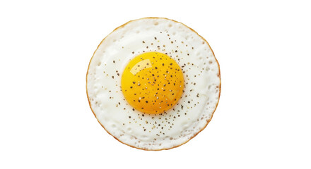 Isolated fried egg sunny side up with black pepper seasoning for breakfast, light meal