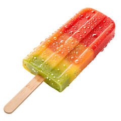 Colorful fruit popsicle with seeds on a black background
