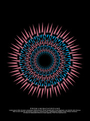 Music poster design background. Electro Sound Cover Template with dynamic abstract gradient circular geometric line shapes for t-shirt screen printing, technology, digital, party, festival and club.