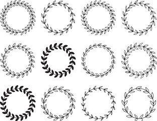Botanical Wreath Vector Set Floral Circle Frames and Decorative Plant Elements for Graphic Projects