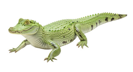 Fototapeta premium Isolated Spectacled Caiman of South America resting for advertisement, wildlife photography