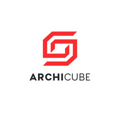 Vector logo design template. Abstract architech cube sign.