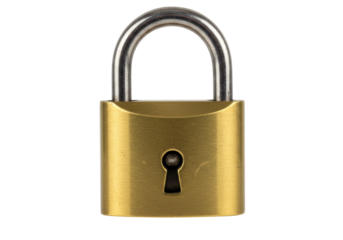 Isolated padlock with metallic shackle providing security and protection for valuables