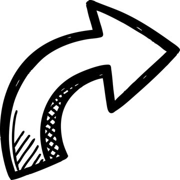 Hand-drawn arrow PNG illustration, doodle arrow icon, sketch direction symbol, navigation pointer design, curved and straight arrows for infographic, presentation and creative projects