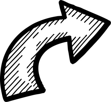Hand-drawn arrow PNG illustration, doodle arrow icon, sketch direction symbol, navigation pointer design, curved and straight arrows for infographic, presentation and creative projects