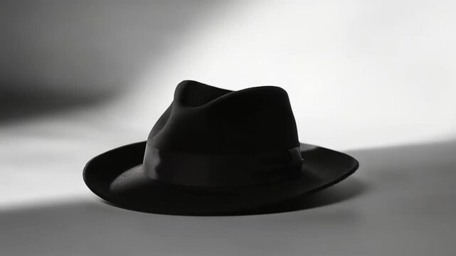 Elegant black fedora hat on soft gradient background