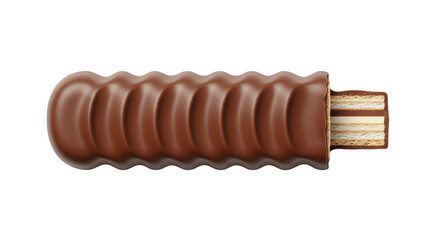 Isolated decadent chocolate wafer bar with delicious layer filling sweet dessert treat delight