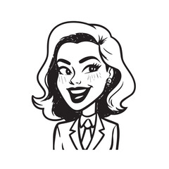 Beautiful Woman in Formal Dress Black and White Illustration Vector Art Design
