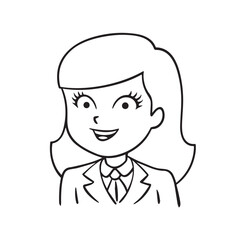 Beautiful Woman in Formal Dress Black and White Illustration Vector Art Design
