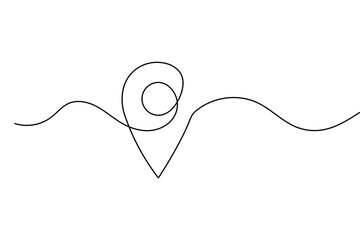 Fototapeta premium Location symbol continuous one line drawing minimalist isolate outline vector back and white background 