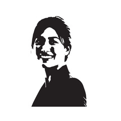 Beautiful Woman in Formal Dress Black and White Illustration Vector Art Design
