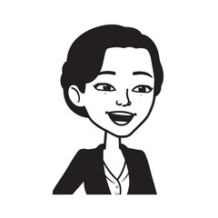 Beautiful Woman in Formal Dress Black and White Illustration Vector Art Design
