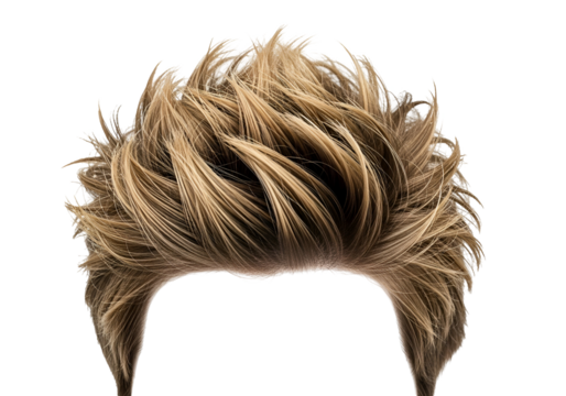 A close-up, high-fashion shot showcases tousled, light blonde hair.