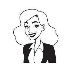 Beautiful Woman in Formal Dress Black and White Illustration Vector Art Design
