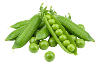 Isolated shelled green peas in pile for cooking preparation and natural nutrition