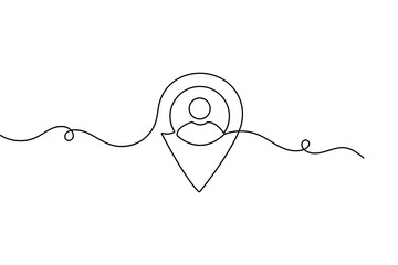 Location symbol continuous one line drawing minimalist  isolate outline vector back and white background
