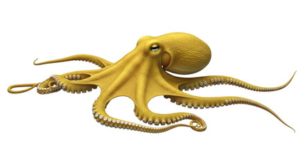 Isolated yellow octopus with long tentacles, marine invertebrate, sea animal life object © Andrei