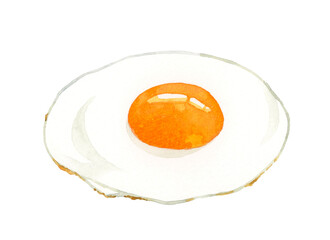 目玉焼き　卵料理の手描き水彩イラスト素材