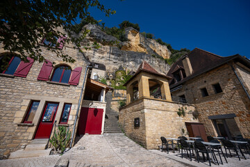  Aerial view of La Roque-Gageac Village- one of Les Plus Beaux Villages de France