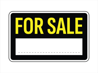 Black and Yellow FOR SALE Sign Template – Bold Uppercase Text, Large Editable White Space for Contact Info, Item Description, or Price – Printable Poster for Property, Vehicle, or Item Listings