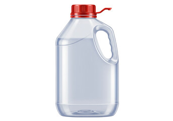 Isolated water bottle featuring a handle and red lid, studio shot, clean and refreshing