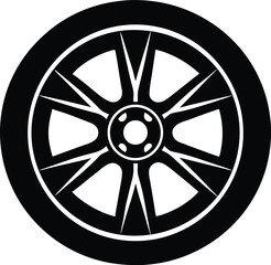 car alloy wheel silhouette vector illustration
