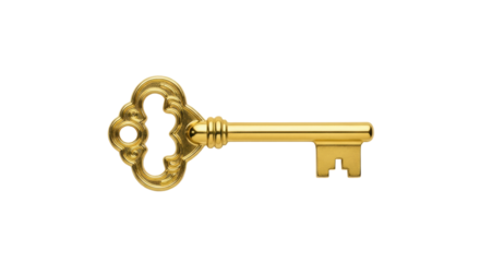 Isolated antique gold key with intricate design for unlocking secrets and opportunities
