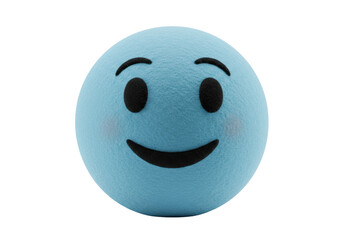 Isolated blue happy smiling face emoticon on clear backdrop, fun concept expression render