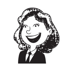 Beautiful Woman in Formal Dress Black and White Illustration Vector Art Design
