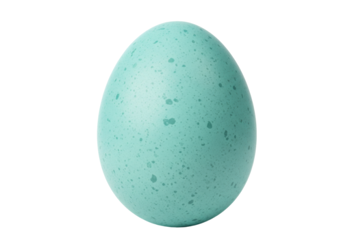 Isolated robin egg with a spotted texture on it, perfect for Easter or other occasions