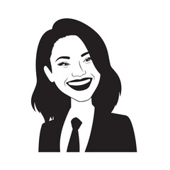 Beautiful Woman in Formal Dress Black and White Illustration Vector Art Design
