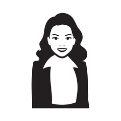 Beautiful Woman in Formal Dress Black and White Illustration Vector Art Design
