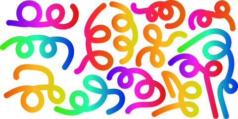 Rainbow Swirl Doodle Pattern | Vibrant Abstract Loop Line Art Background for Posters, Wrapping Papers, Wallpapers and Creative Designs