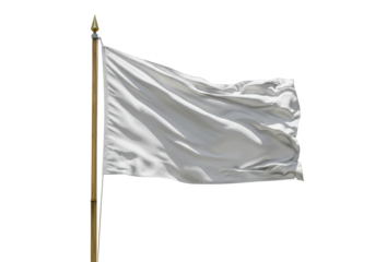 Isolated surrender flag waving on flagpole, symbolizing defeat and peace, ready to negotiate
