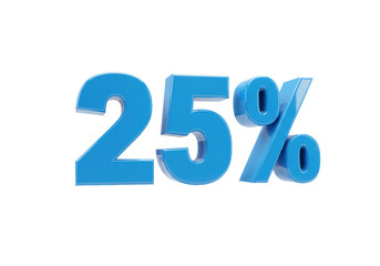 Isolated turquoise glossy twenty-five percent discount, savings, financial promotional rate