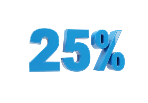 Isolated turquoise glossy twenty-five percent discount, savings, financial promotional rate