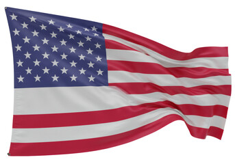 Isolated billowing United States of America flag waving in the wind; patriotism symbol