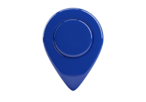 Isolated Glossy Dark Blue Location Pin with Rounded Edges for Map Navigation