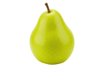 Isolated Green Pear Fruit Close Up Detail With Stem Freshness Nutritious Food Health