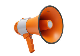 Isolated orange megaphone announcement broadcasting communication equipment loud speaker