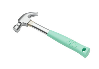 Isolated Claw Hammer with Green Handle, Silver Metal Head, Tool for Repair and Construction