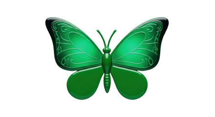 Isolated butterfly, green shiny elegant creature, design element, 3D rendering, insect vector