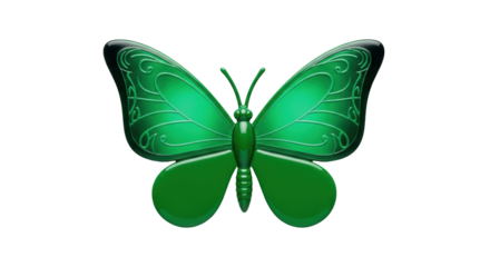 Isolated butterfly, green shiny elegant creature, design element, 3D rendering, insect vector