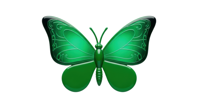 Isolated butterfly, green shiny elegant creature, design element, 3D rendering, insect vector