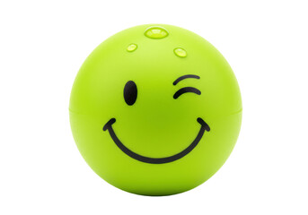 Isolated green winking smiley face with black details, expression of happiness and positivity