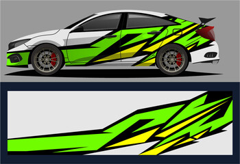 Obraz premium Car decal wrap design vector. Graphic abstract stripe racing background kit designs for vehicle, race car, rally, adventure and liveryAS21.eps