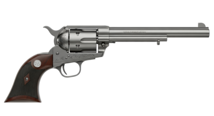 Isolated vintage single-action revolver, antique pistol, six-shooter for historical reenactment