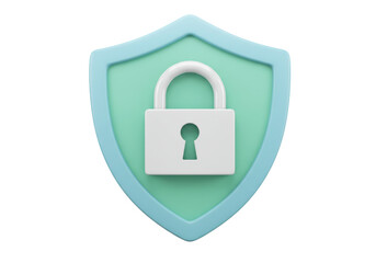 Isolated security shield padlock, access denied icon, data privacy, cyber safety app design